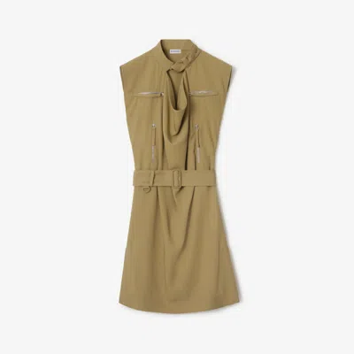 Burberry Belted Silk Dress In Neutrals