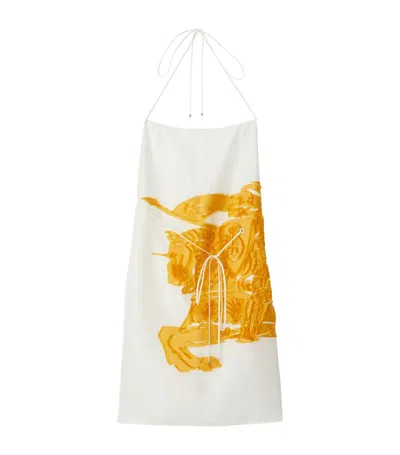 Burberry Equestrian Knight Silk-blend Dress In Sunflower