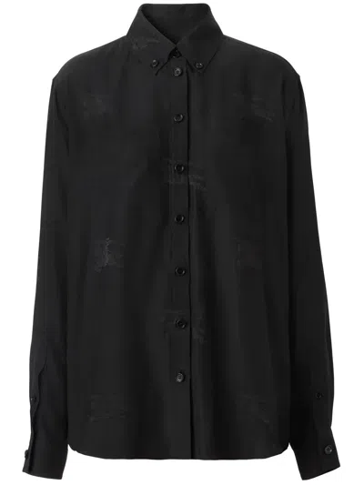 Burberry Silk Ekd Pattern Shirt In Black