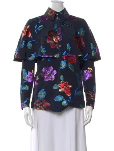 Pre-owned Burberry Silk Floral Print Blouse