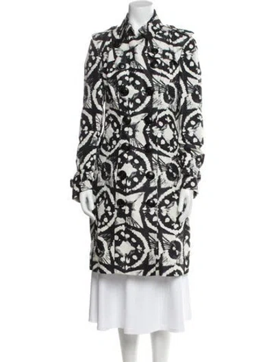 Pre-owned Burberry Silk Floral Print Jacket In White