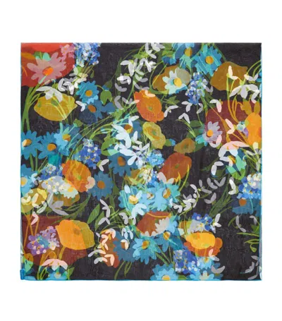 Burberry Silk Floral Print Scarf In Multi