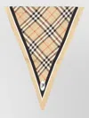 Burberry Silk Foulard Triangular Shape Plaid Pattern In Brown
