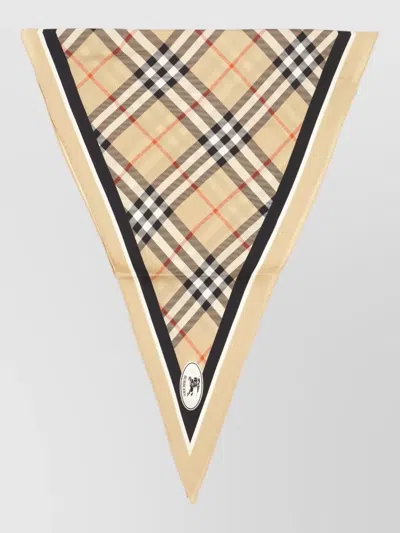 BURBERRY SILK FOULARD TRIANGULAR SHAPE PLAID PATTERN