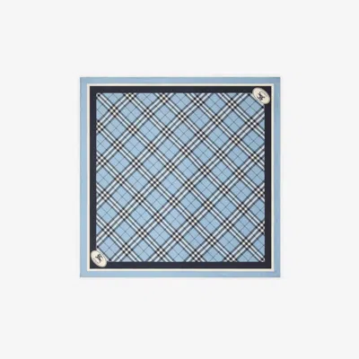 Burberry Silk Foulard With Check In Blue