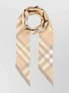 BURBERRY SILK FOULARD WITH CHECKERED DESIGN AND FRINGED EDGES
