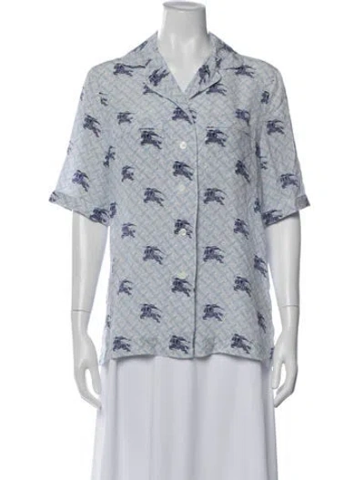 Pre-owned Burberry Silk Graphic Print Pajamas In Blue