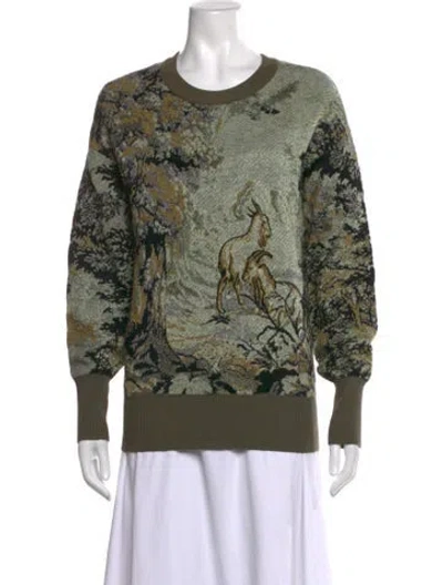 Pre-owned Burberry Silk Graphic Print Sweater In Green