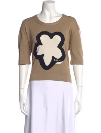 Pre-owned Burberry Silk Graphic Print Top In Neutral