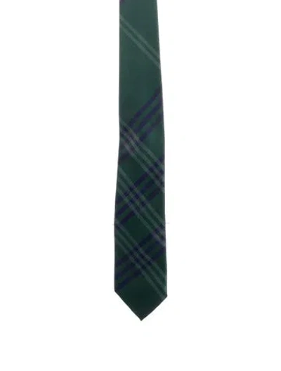 Pre-owned Burberry Silk Green Patterned Tie