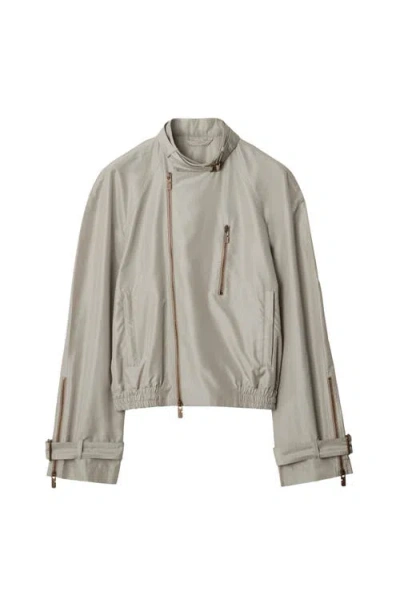 Burberry Silk Harrington Jacket In Castle