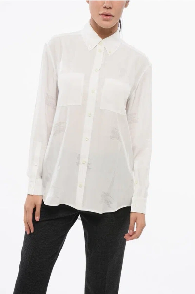 Burberry Silk Ivanna Shirt With Logo Print In White