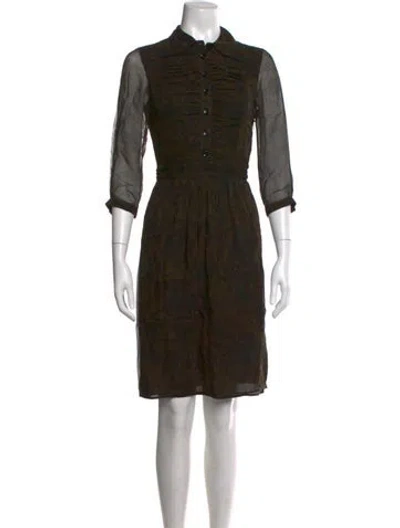 Pre-owned Burberry Silk Knee-length Dress In Green