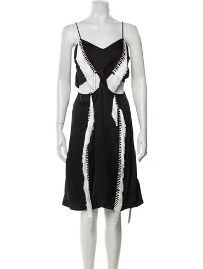 Pre-owned Burberry Silk Knee-length Dress W/ Tags In Black