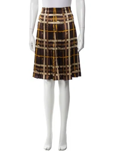Pre-owned Burberry Silk Knee-length Skirt In Brown
