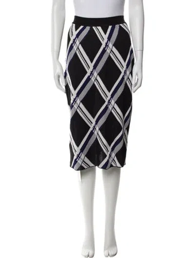 Pre-owned Burberry Silk Knee-length Skirt W/ Tags In Blue