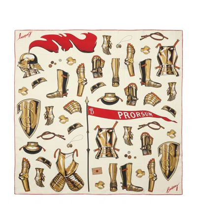 Burberry Silk Knight Armour Scarf In White
