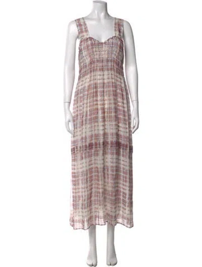 Pre-owned Burberry Silk Long Dress In Blue/orange/white