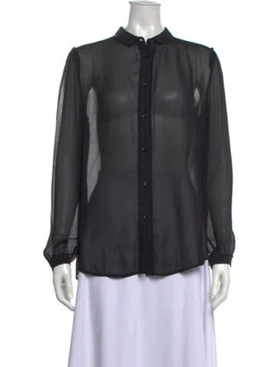 Pre-owned Burberry Silk Long Sleeve Blouse In Black