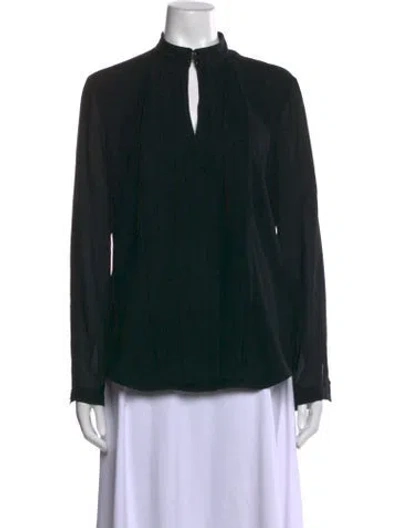 Pre-owned Burberry Silk Long Sleeve Blouse In Black