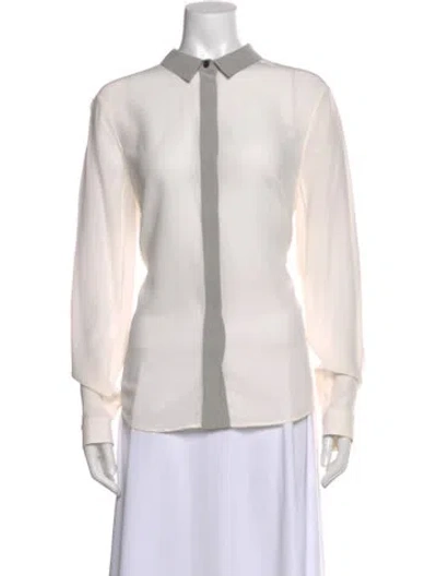 Pre-owned Burberry Silk Long Sleeve Blouse In Neutral