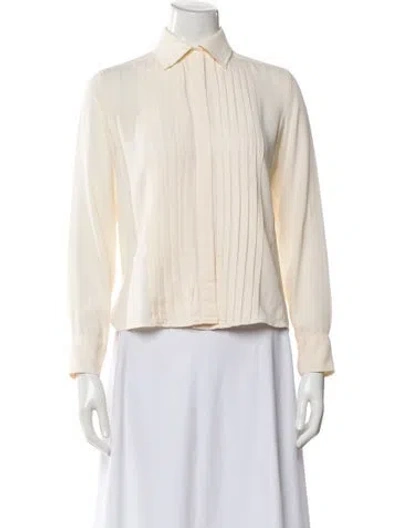 Pre-owned Burberry Silk Long Sleeve Blouse In Neutral