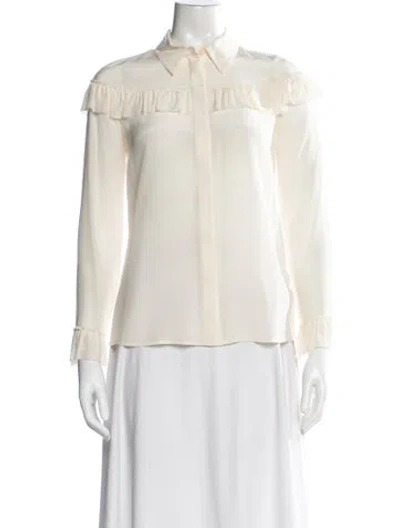 Pre-owned Burberry Silk Long Sleeve Blouse In Neutral