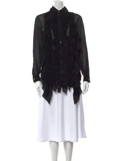 Pre-owned Burberry Silk Long Sleeve Blouse W/ Tags In Black