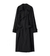 Burberry Belted Silk Trench Coat In Black