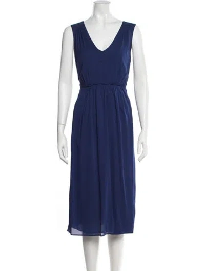 Pre-owned Burberry Silk Midi Length Dress In Blue