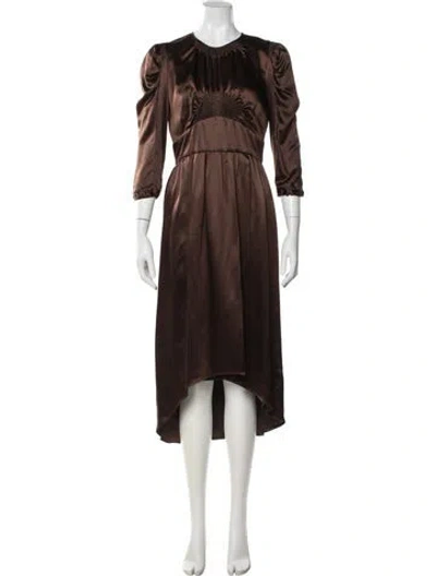 Pre-owned Burberry Silk Midi Length Dress In Brown
