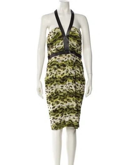 Pre-owned Burberry Silk Midi Length Dress In Green