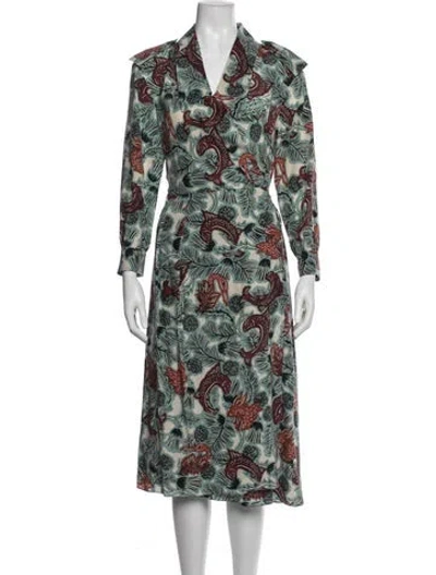 Pre-owned Burberry Silk Midi Length Dress In Green