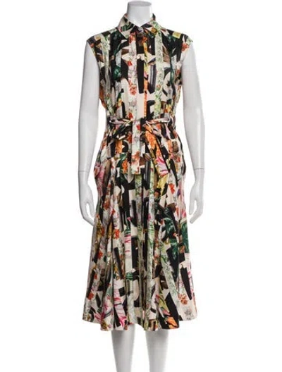 Pre-owned Burberry Silk Midi Length Dress In Multi