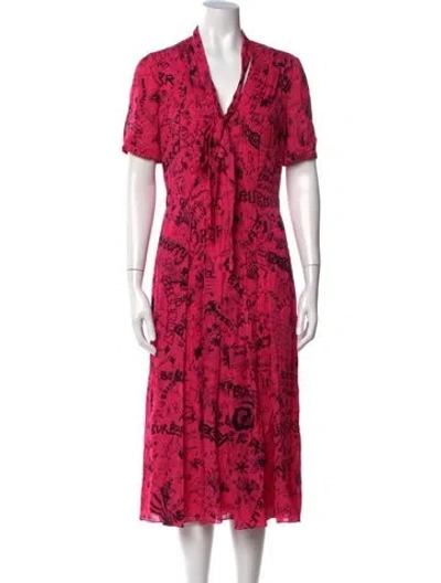 Pre-owned Burberry Silk Midi Length Dress In Pink