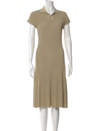 Pre-owned Burberry Silk Midi Length Dress W/ Tags In Neutral