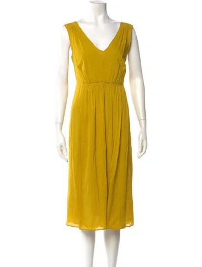 Pre-owned Burberry Silk Midi Length Dress In Yellow