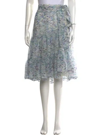 Pre-owned Burberry Silk Midi Length Skirt In Blue