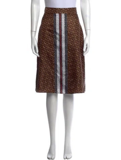Pre-owned Burberry Silk Midi Length Skirt In Brown