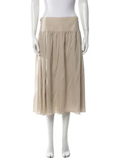 Pre-owned Burberry Silk Midi Length Skirt In Neutrals