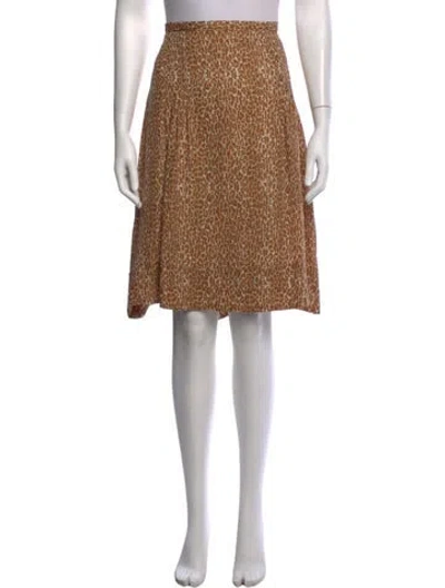 Pre-owned Burberry Silk Midi Length Skirt In Neutrals