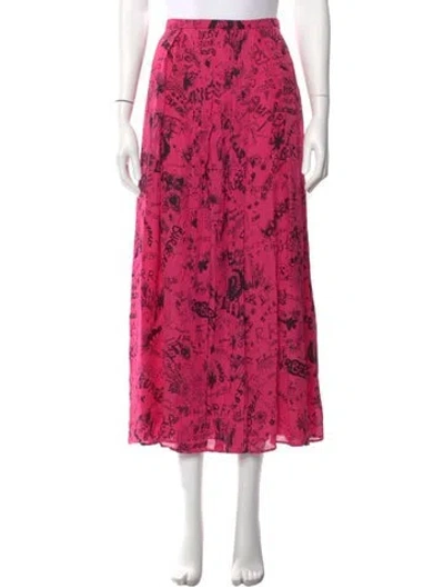 Pre-owned Burberry Silk Midi Length Skirt In Pink