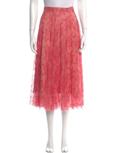 Pre-owned Burberry Silk Midi Length Skirt W/ Tags In Pink