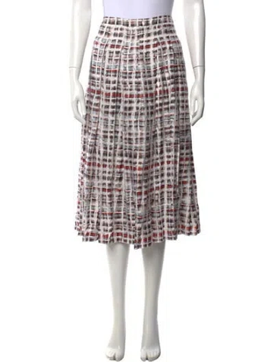 Pre-owned Burberry Silk Midi Length Skirt In White