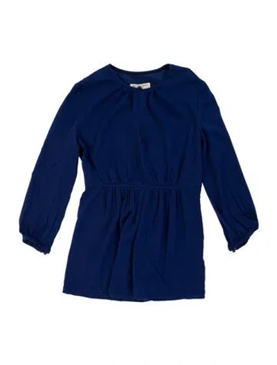 Pre-owned Burberry Silk Mini Dress In Blue