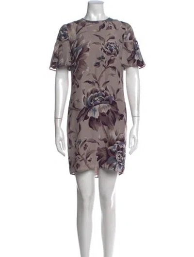 Pre-owned Burberry Silk Mini Dress In Gray