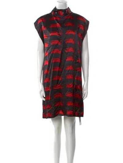 Pre-owned Burberry Silk Mini Dress W/ Tags In Black