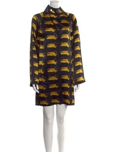 Pre-owned Burberry Silk Mini Dress W/ Tags In Black