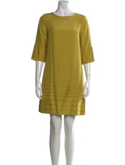 Pre-owned Burberry Silk Mini Dress In Yellow