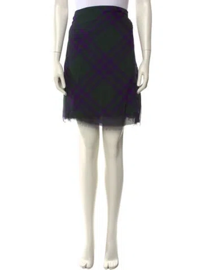 Pre-owned Burberry Silk Mini Skirt In Green